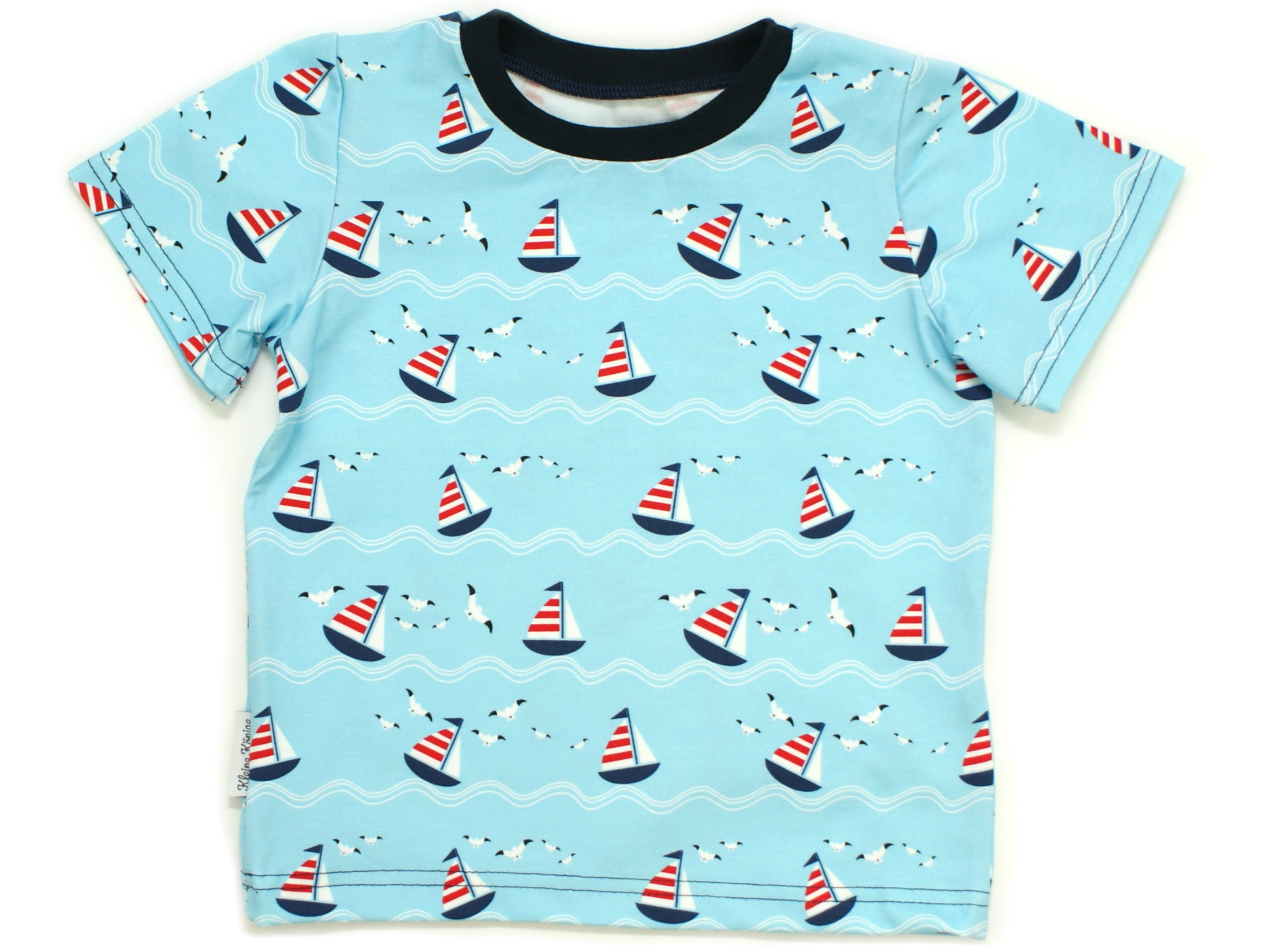 Kinder T-Shirt Allover "Segelboot" türkis