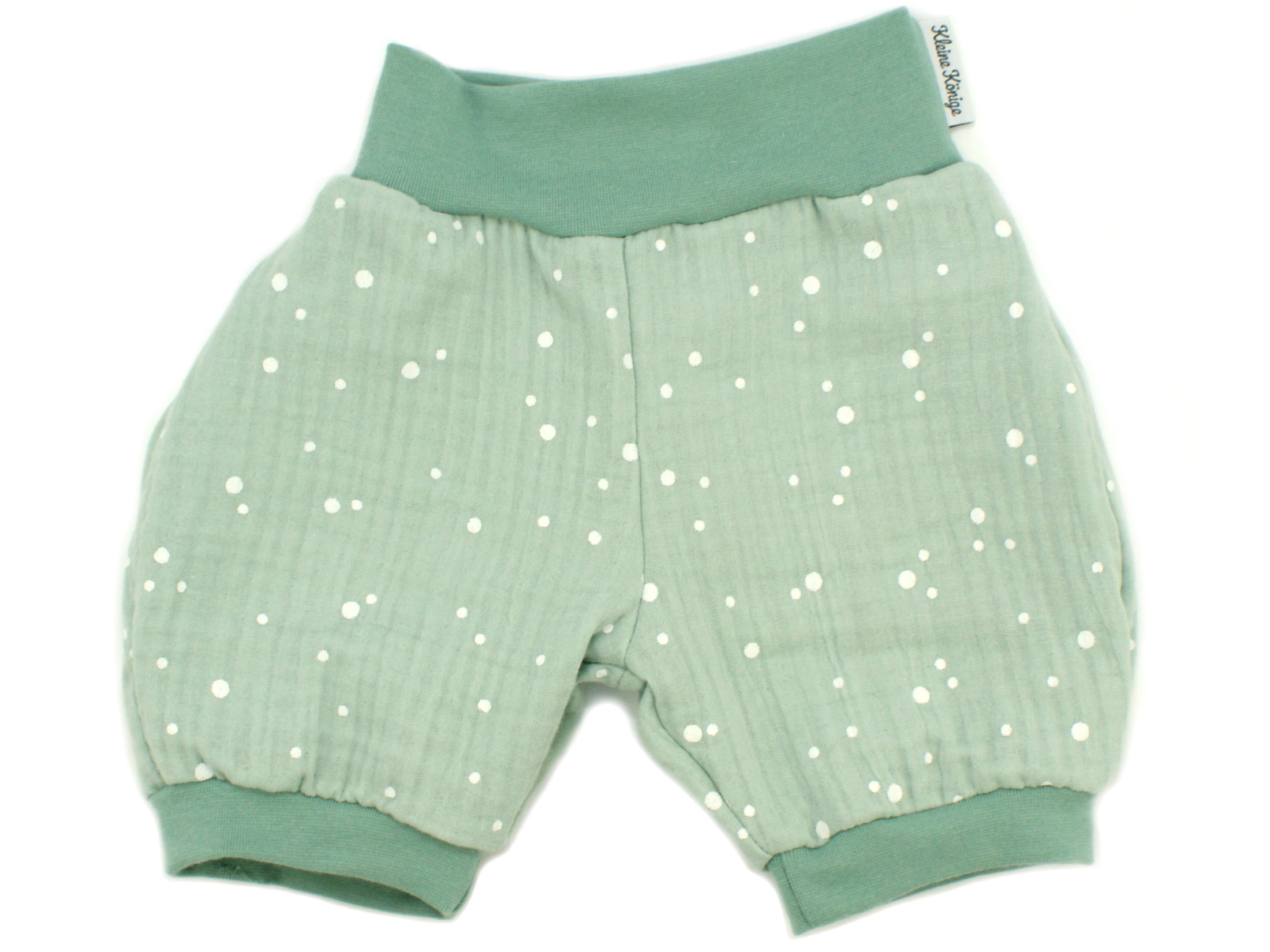 Musselin Kinder Shorts "White Dots" mint