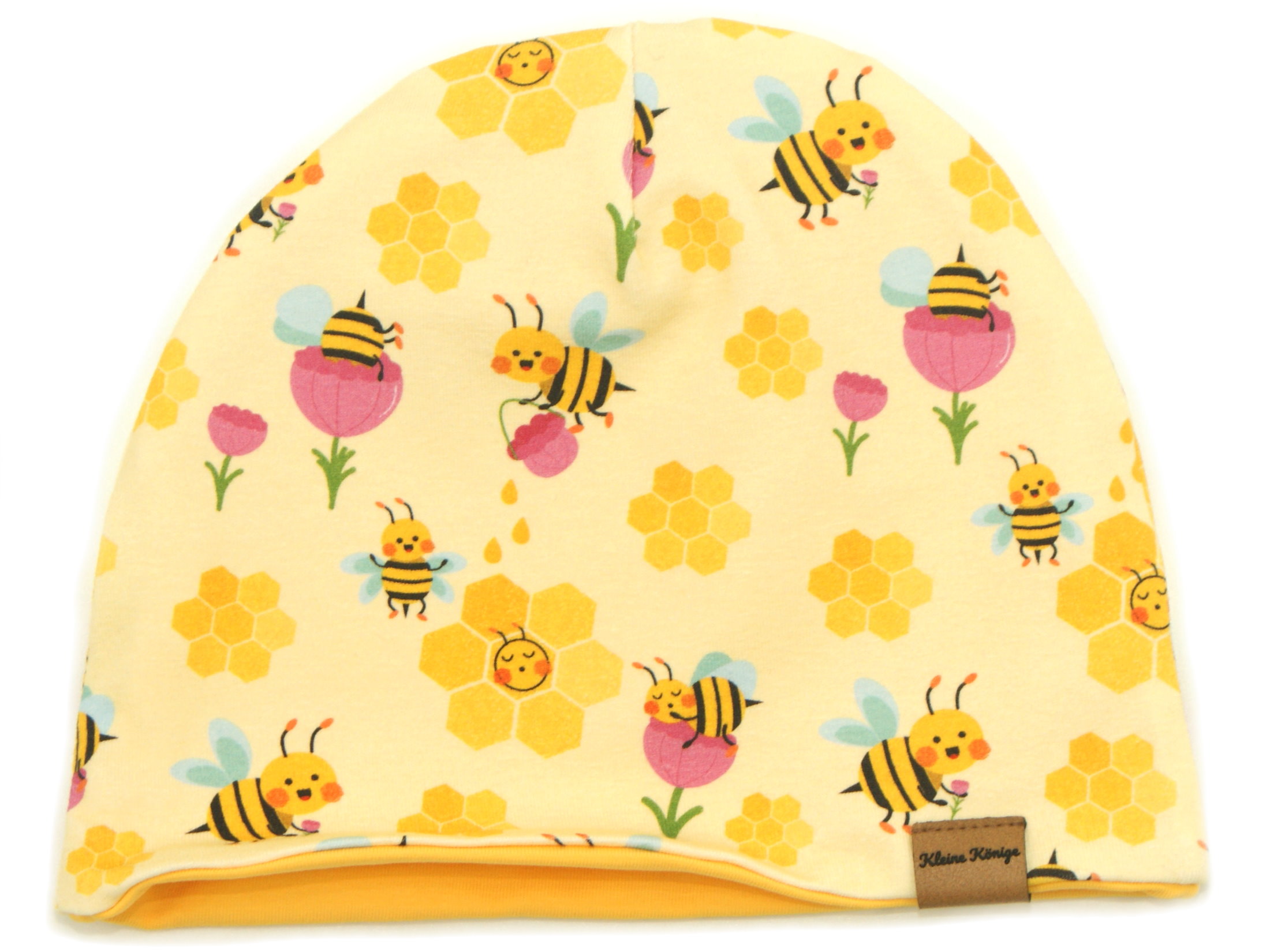 Kindermütze Beanie Biene "Honey Bee" gelb fuchsia