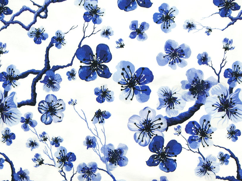Kinder T-Shirt Blumen "Blue Flowers" blau weiß