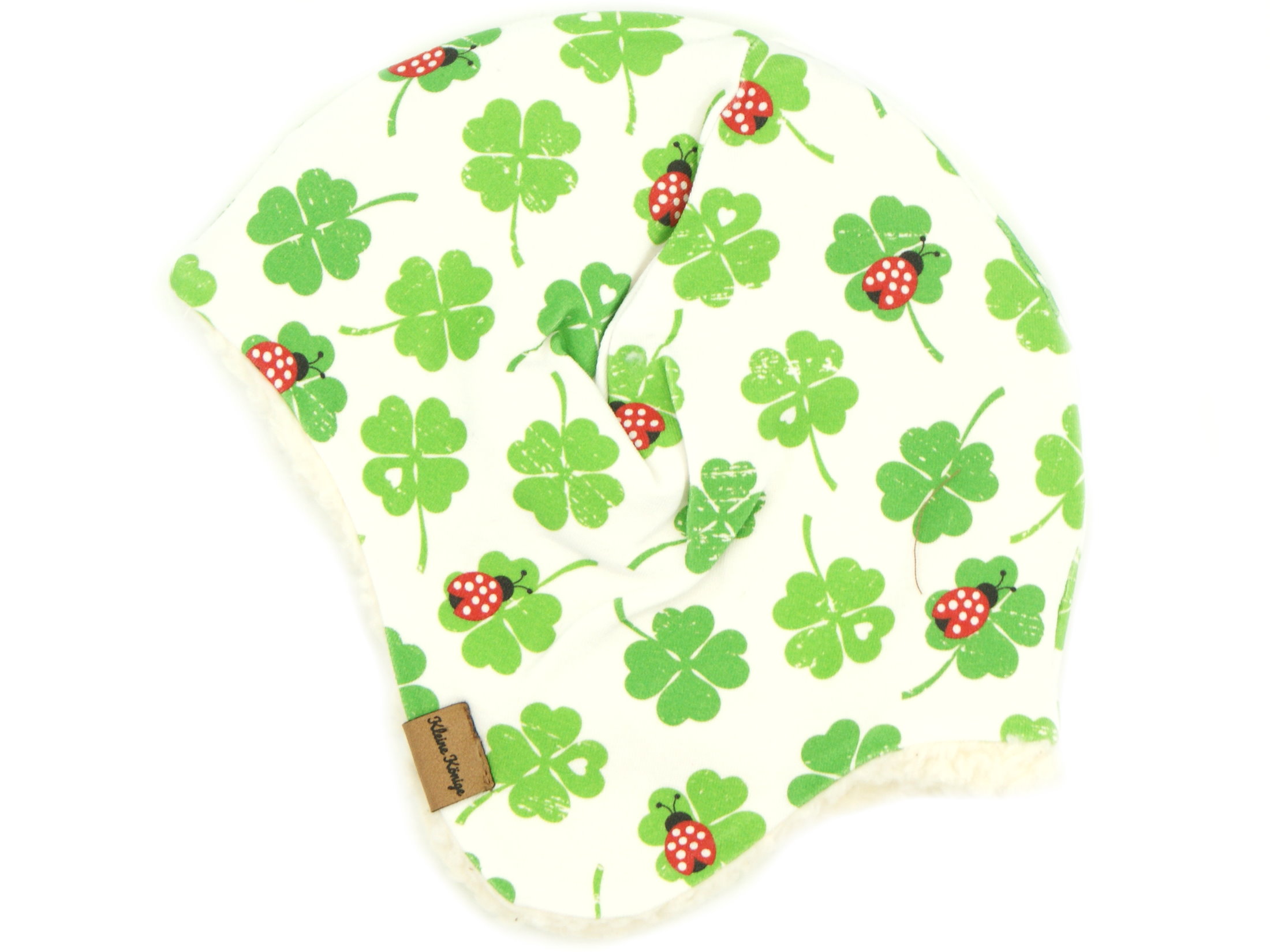 Wintermütze Teddyfell "Lucky Ladybug" grün 98/104