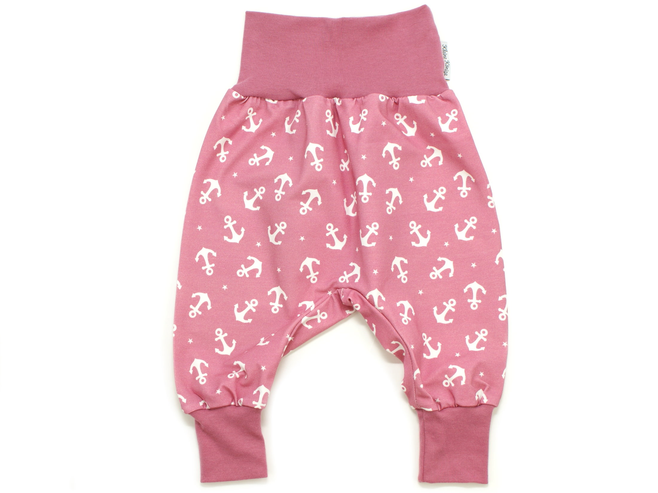 Kleine Könige Pumphose Baby Sweathose Mädchen · Modell Streifen Kreuz und quer rosa grau · Ökotex 100 Zertifiziert · Größen 50-164