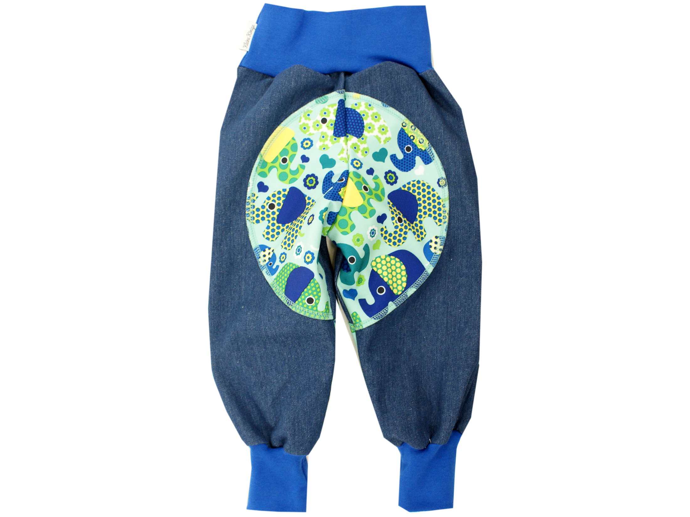 Kinder Outdoorhose Jeans Räuberhose "Elefantenparty" blau türkis