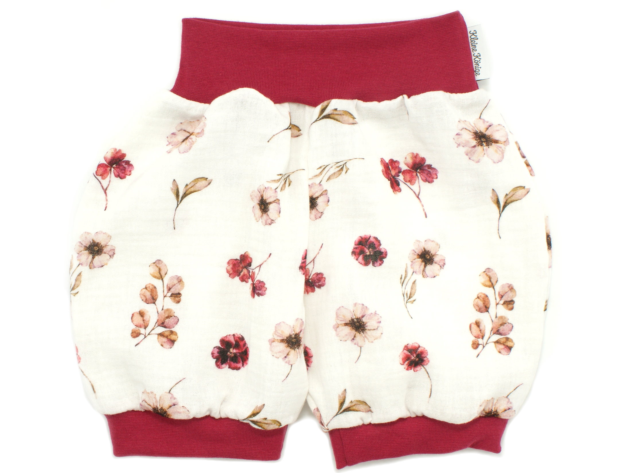 Musselin Kinder Shorts "Berry Blossom" weinrot