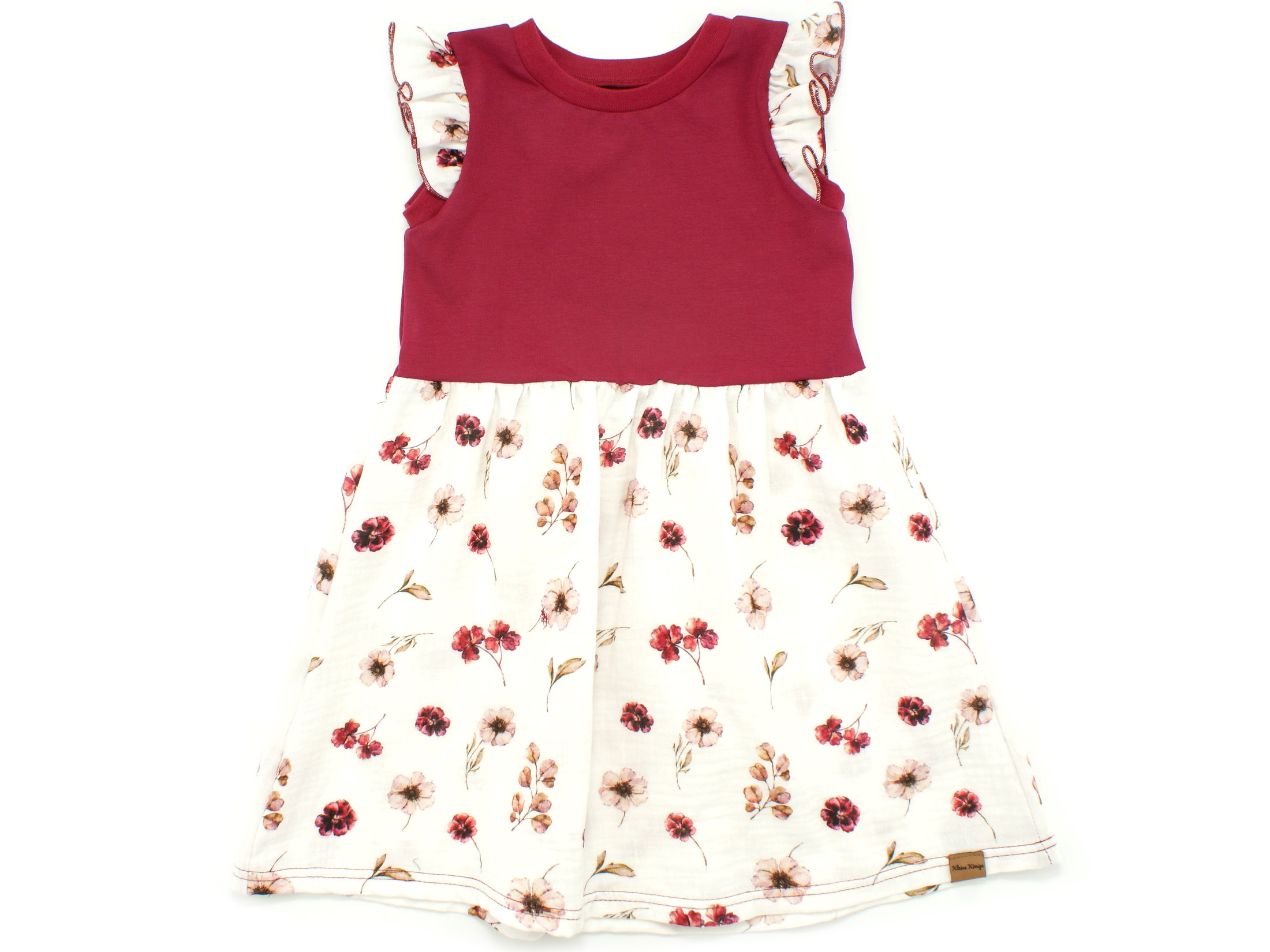 Musselin Kinderkleid mit Rüschen "Berry Blossom" weinrot
