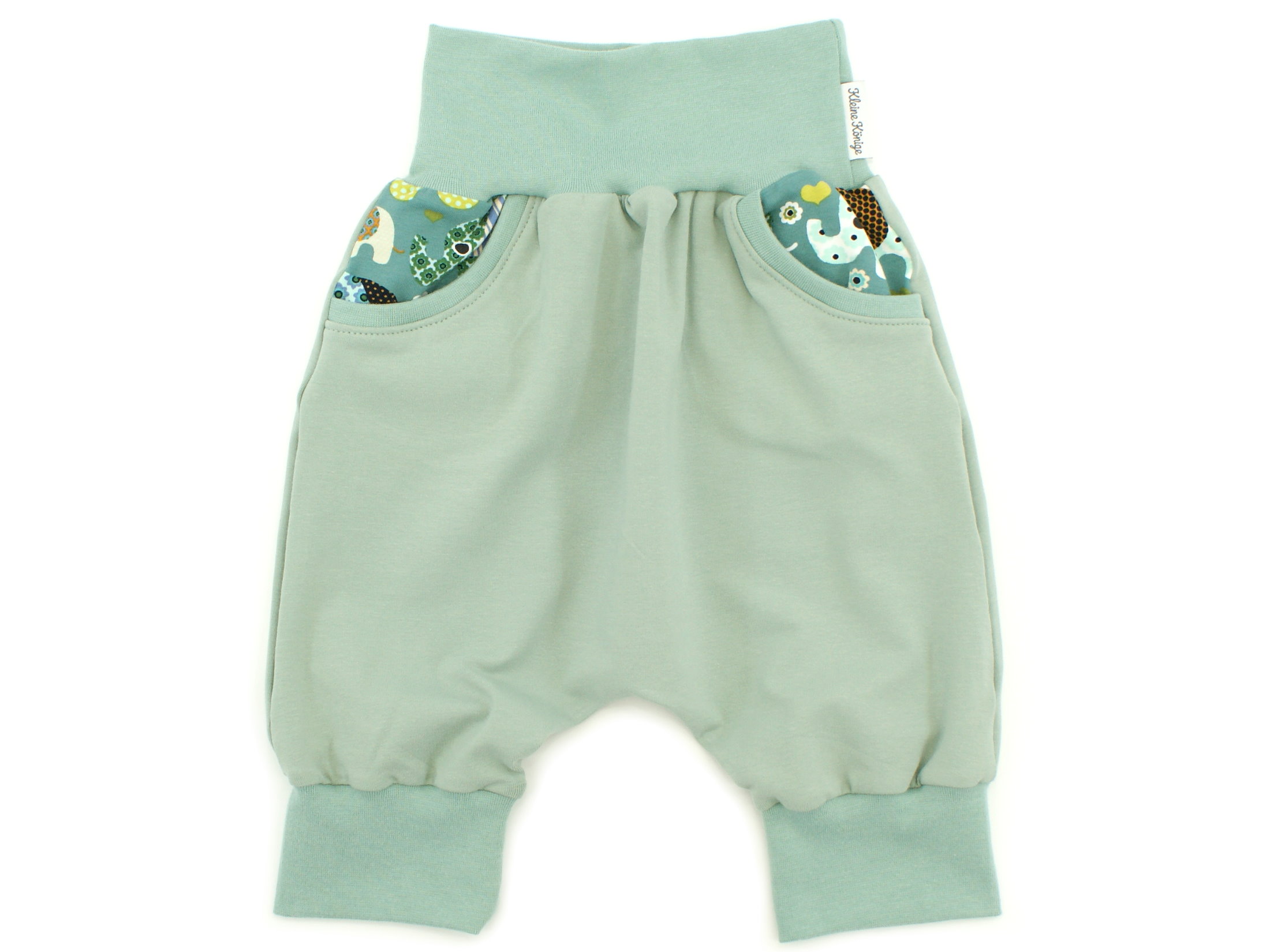 Kinder Bermuda-Shorts mit Taschen "Elefantenparty" petrol mint