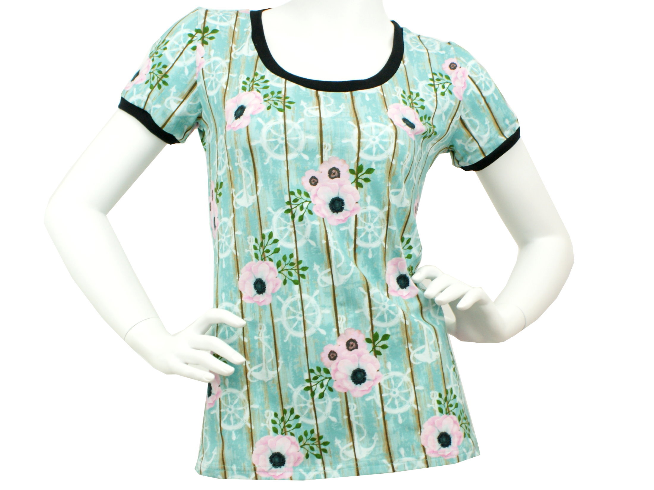 Damen T-Shirt "Bloomy Anchor" mint 36/38