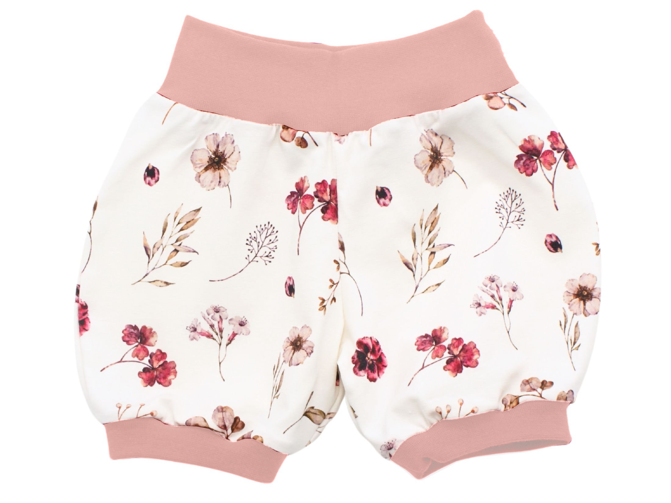 Kinder Sommer Shorts Blumen "Berry Blossom" weiß rosé