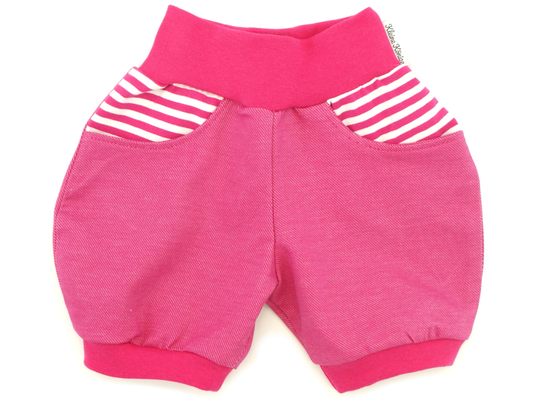 Kinder Sommer Shorts mit Taschen Jeansjersey Streifen pink
