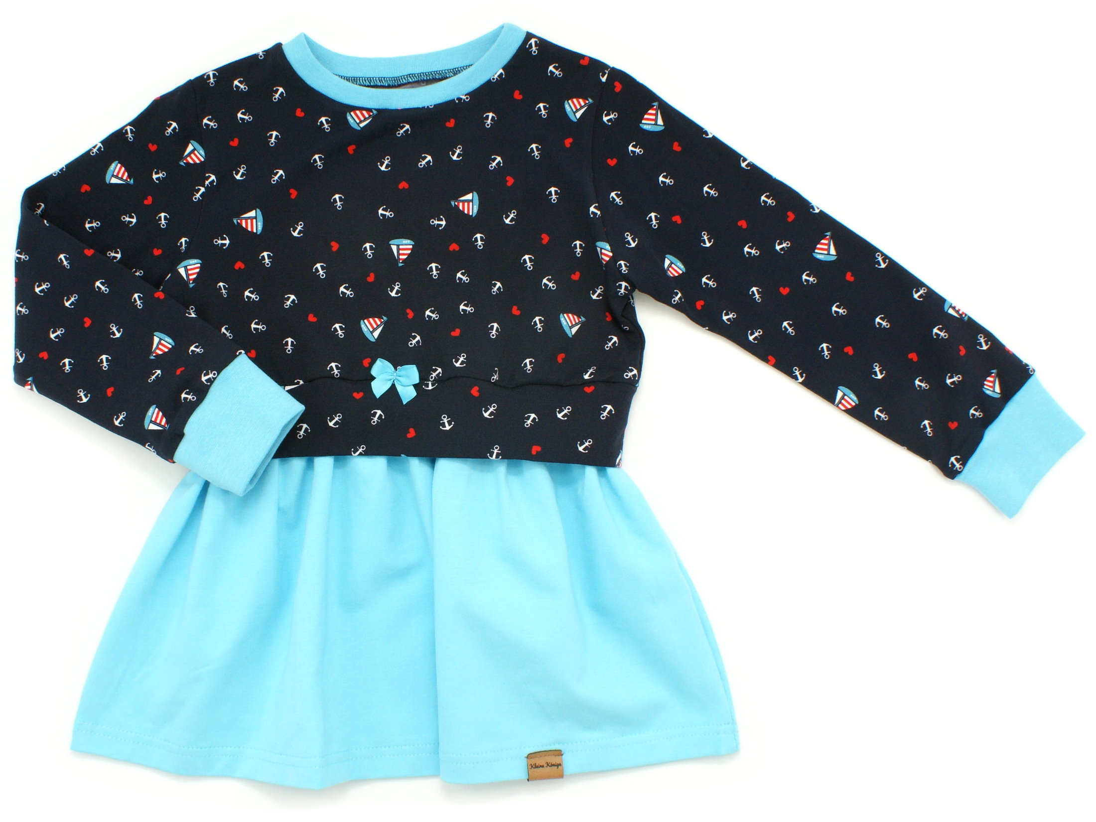 Girly Dress Kinderkleid Anker "Segelliebe" marineblau türkis