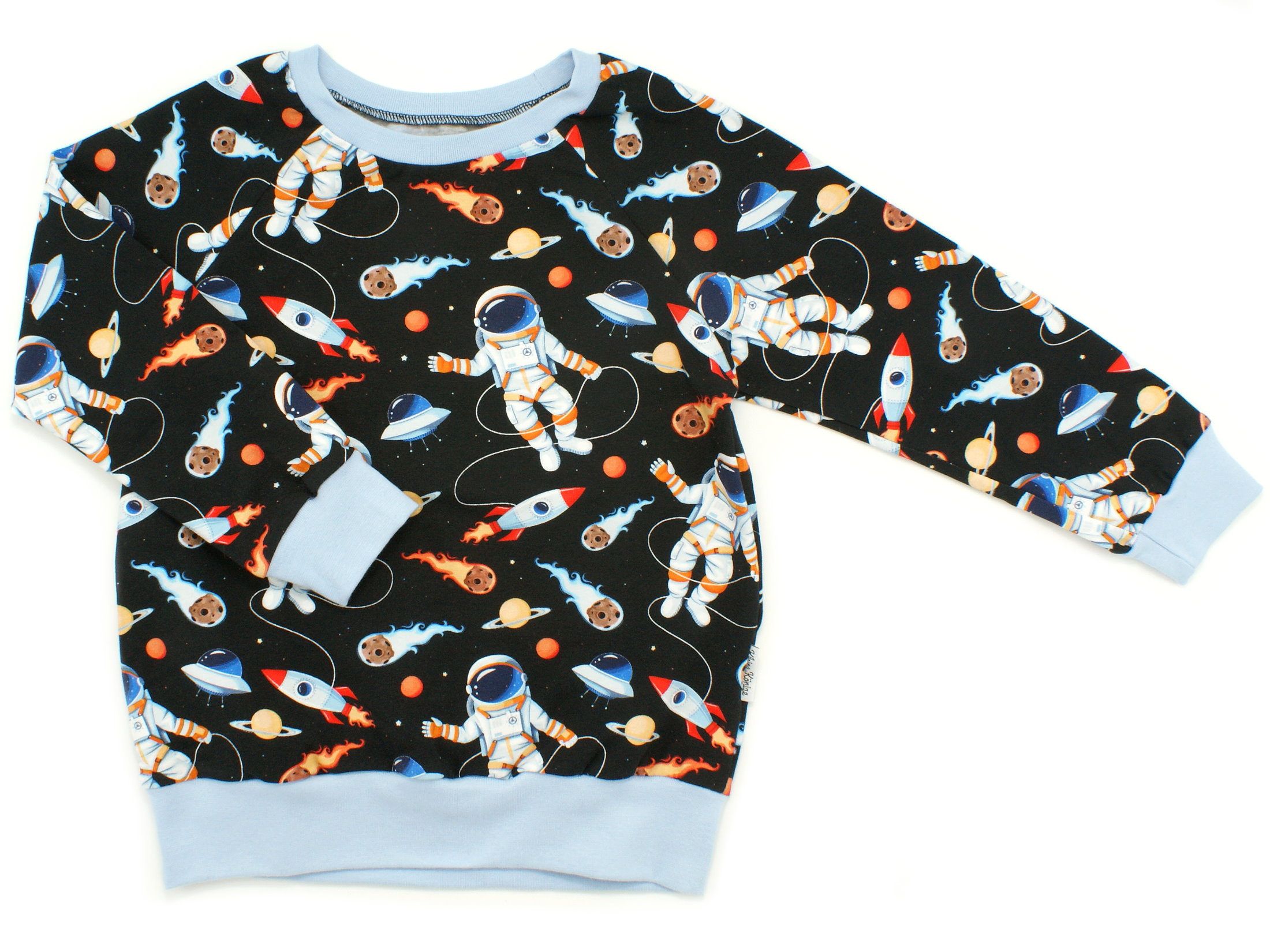Kinder Pullover Shirt Astronaut "Raumfahrer Luke" schwarz hellblau