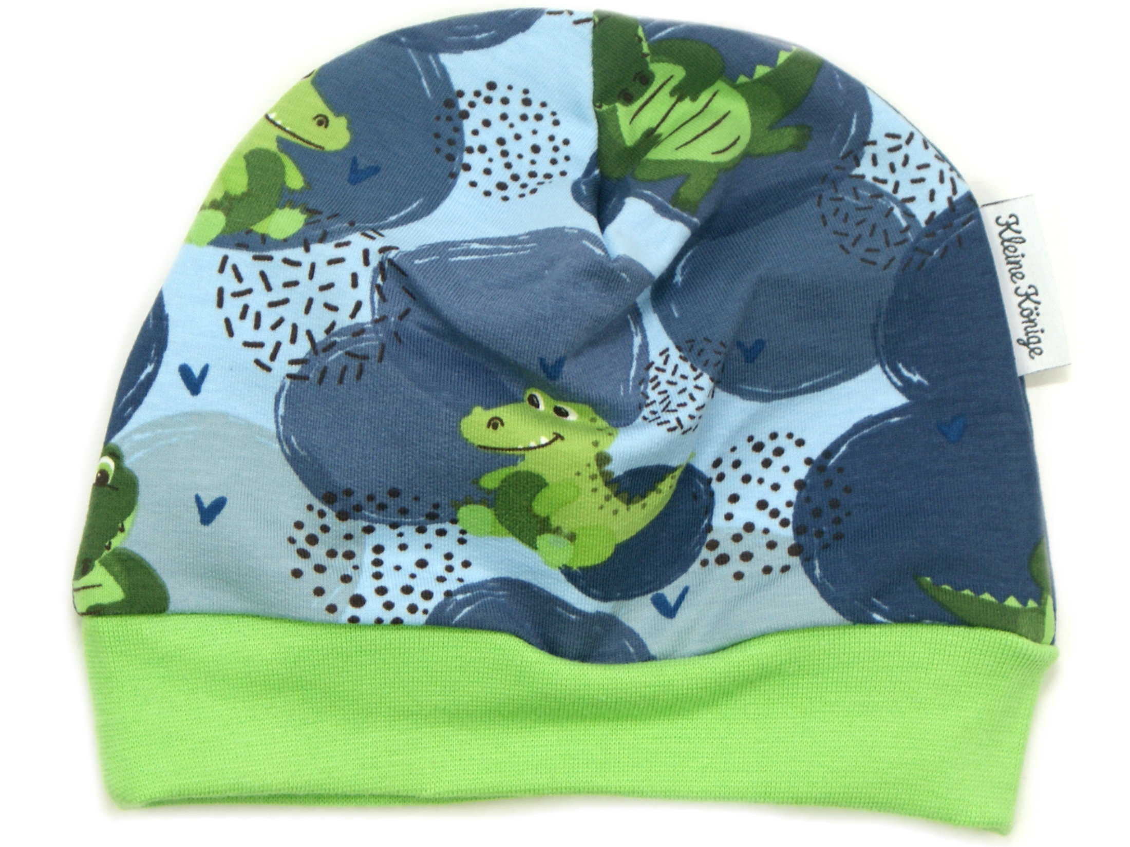 Kindermütze "Krokodilbaby" blau grün