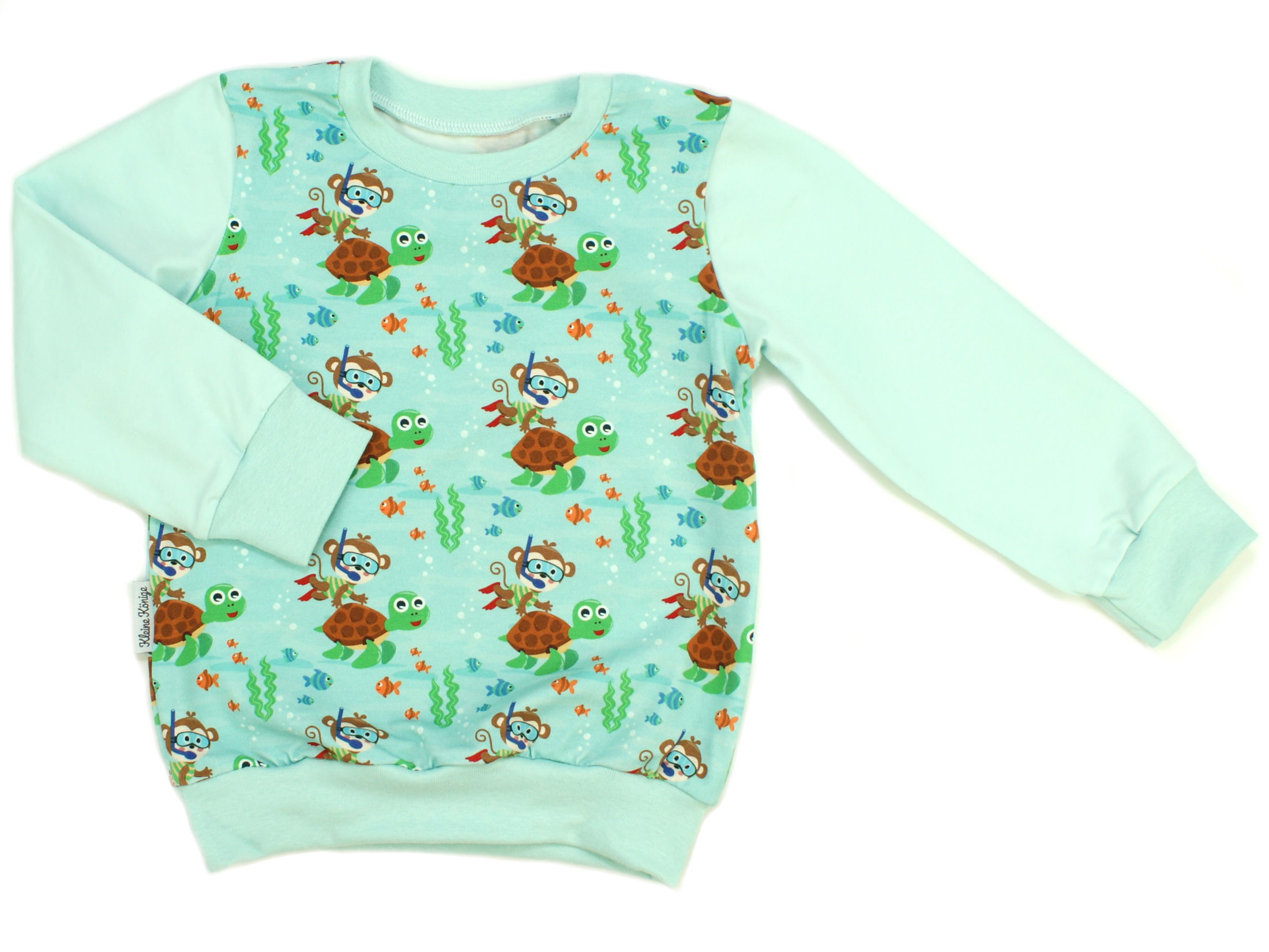 Kinder Pullover Shirt Affe "Diving Monkey" aqua
