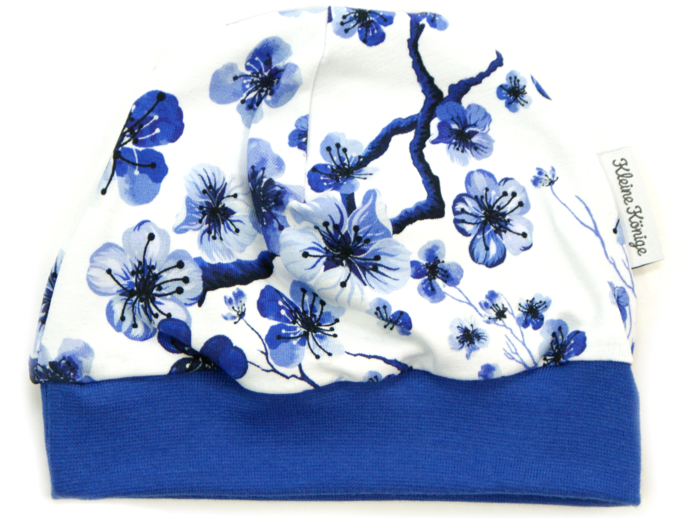 Kindermütze Blumen "Blue Flowers" blau weiß
