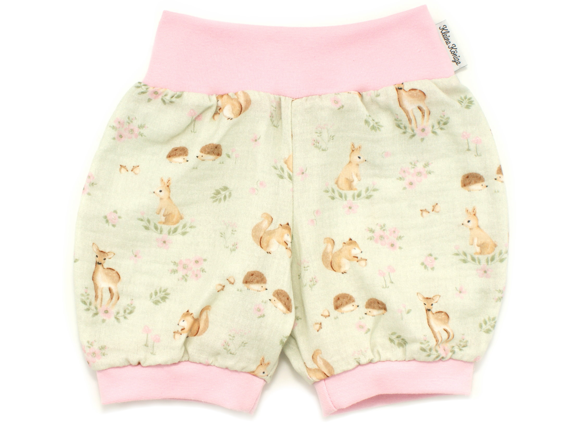 Musselin Kinder Shorts "Bambi & Friends" lindgrün zartrosa