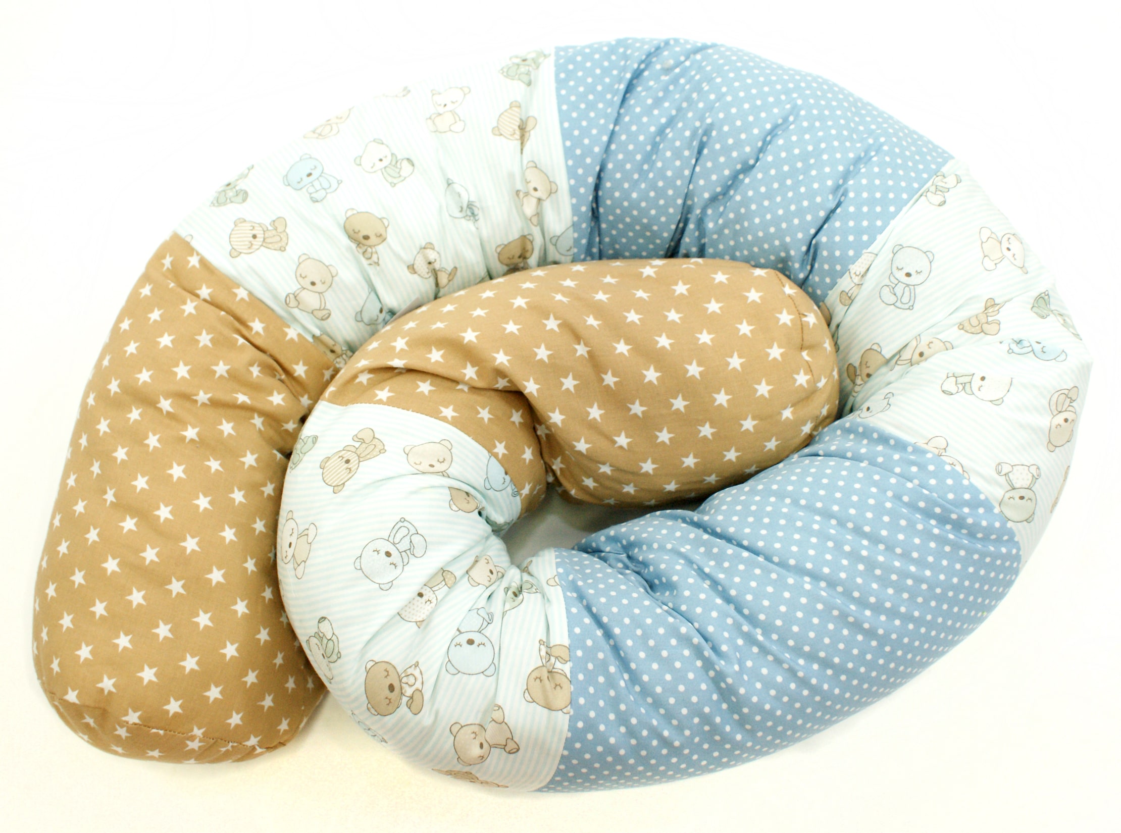 Baby Bettschlange Nestchen "Teddybär" hellblau beige