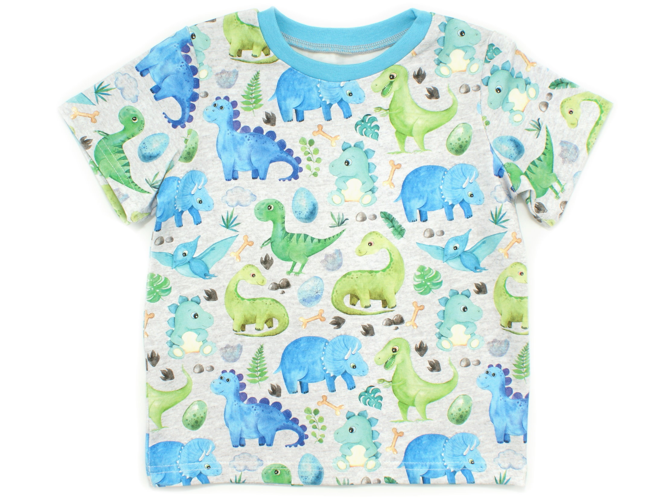Kinder T-Shirt Dinosaurier Allover "Little Dino" türkis