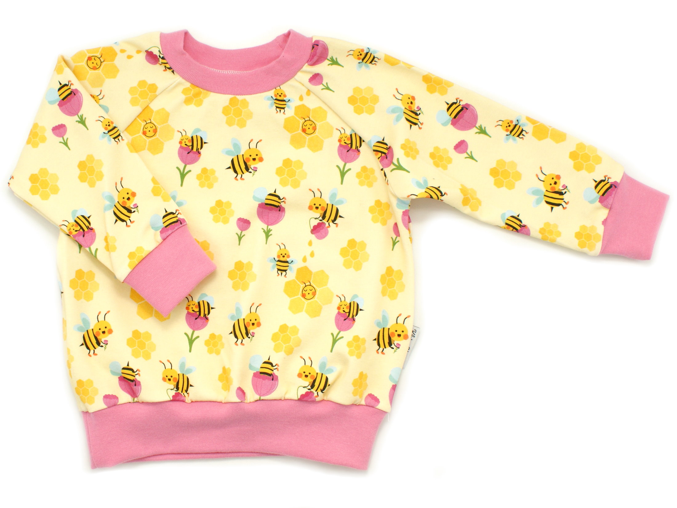 Kinder Pullover Shirt Biene "Honey Bee" gelb rosa