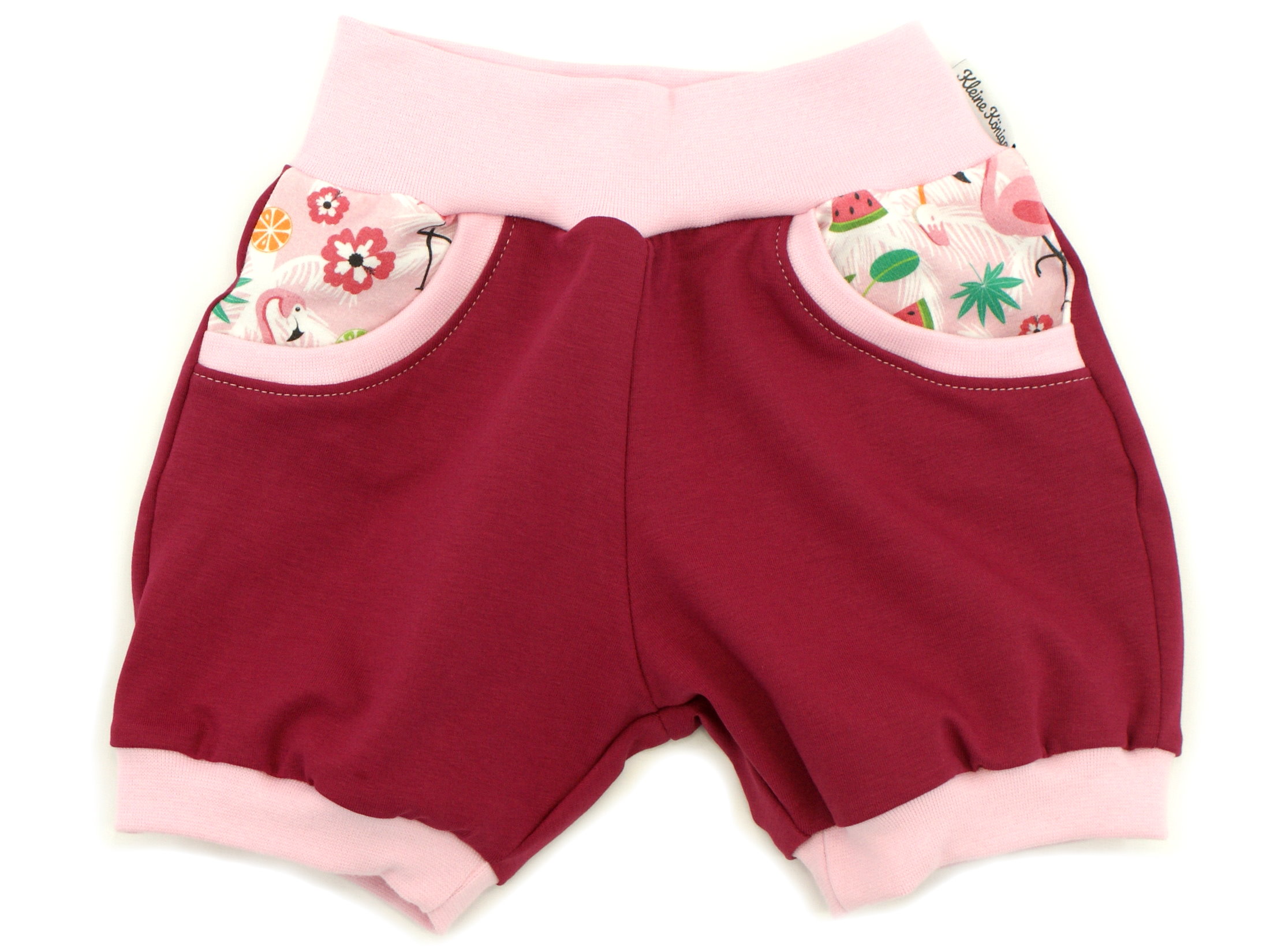 Kinder Sommer Shorts mit Taschen "Flamingo Dance" rosa weinrot