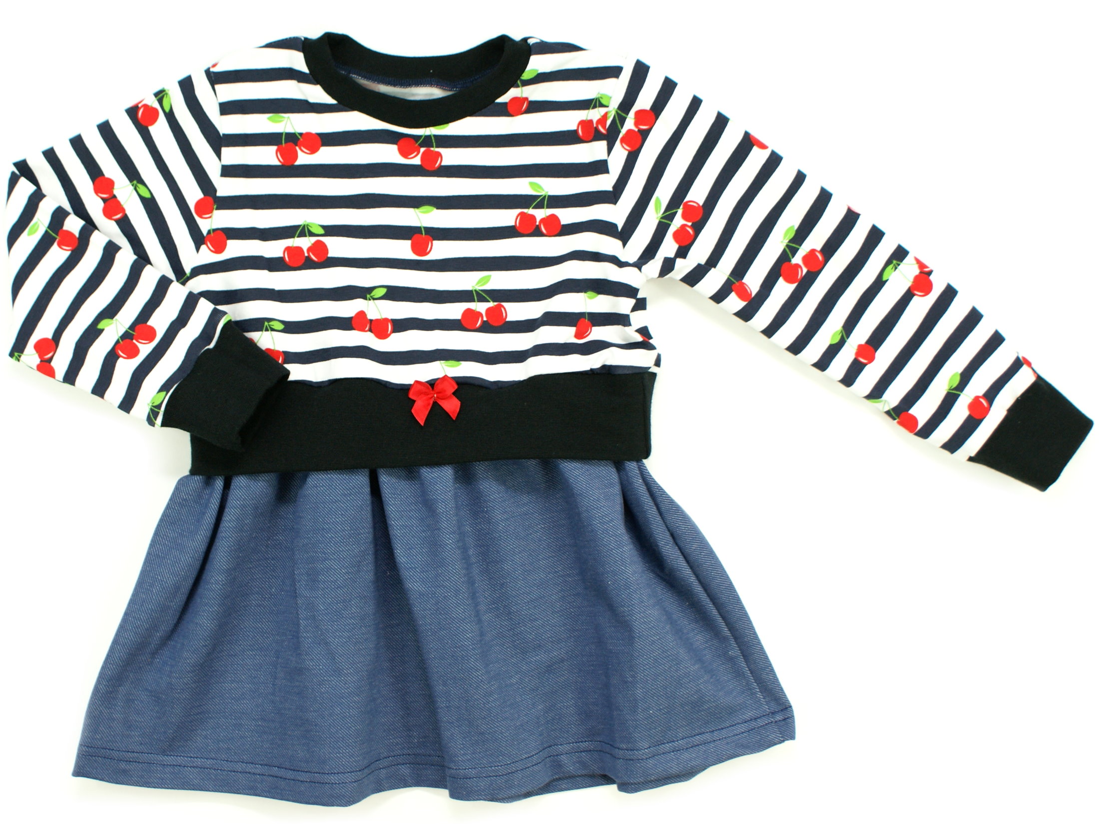Girly Dress Kinderkleid Kirschen "Cherry Dream" marineblau weiß
